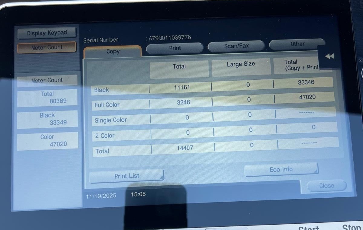 Konica Minolta bizhub C458 Color Copier/Printer/Scanner Low Meter 81K | 20189