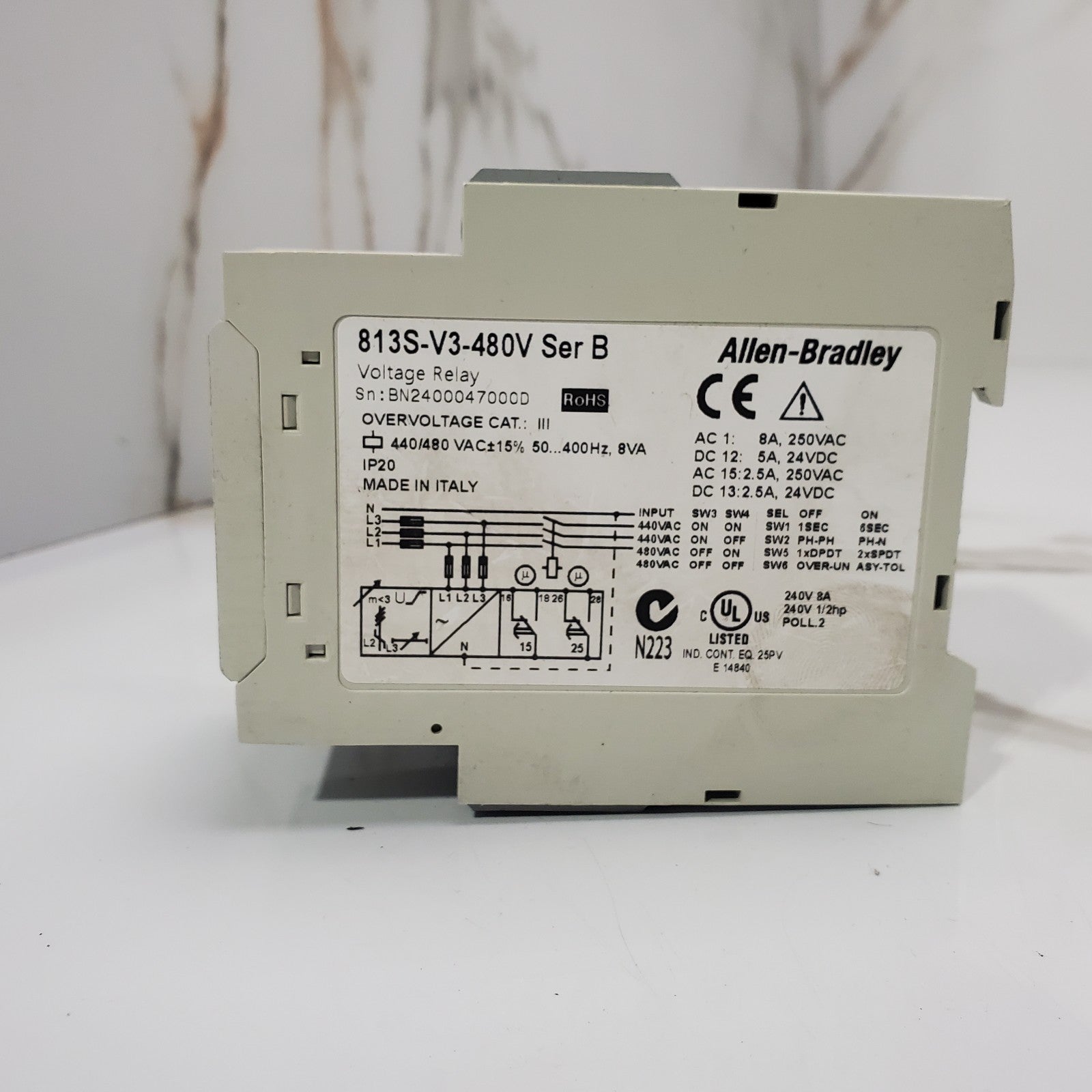 (Lot of 5) AllenBradley 813SV3480V SerB voltage relay 440/480 VAC 24 VDC2