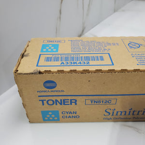Konica Minolta TN512 Cyan A33K432 Standard Yield Toner  For BizHub C454,  NEW1