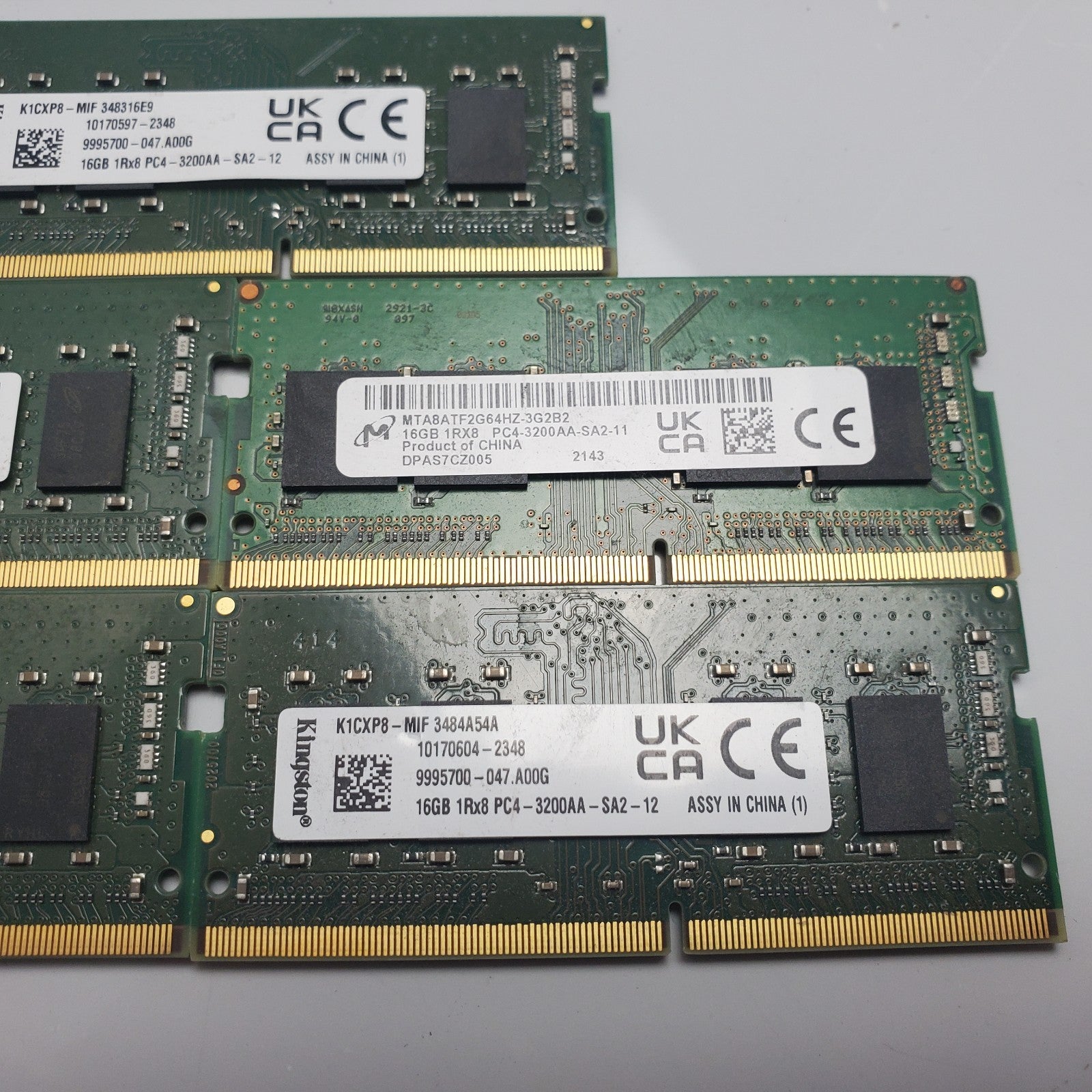 (Lot of 5) Mixed 16GB Ram (DDR4-3200) SODIMM Memory Kingston/Micron3