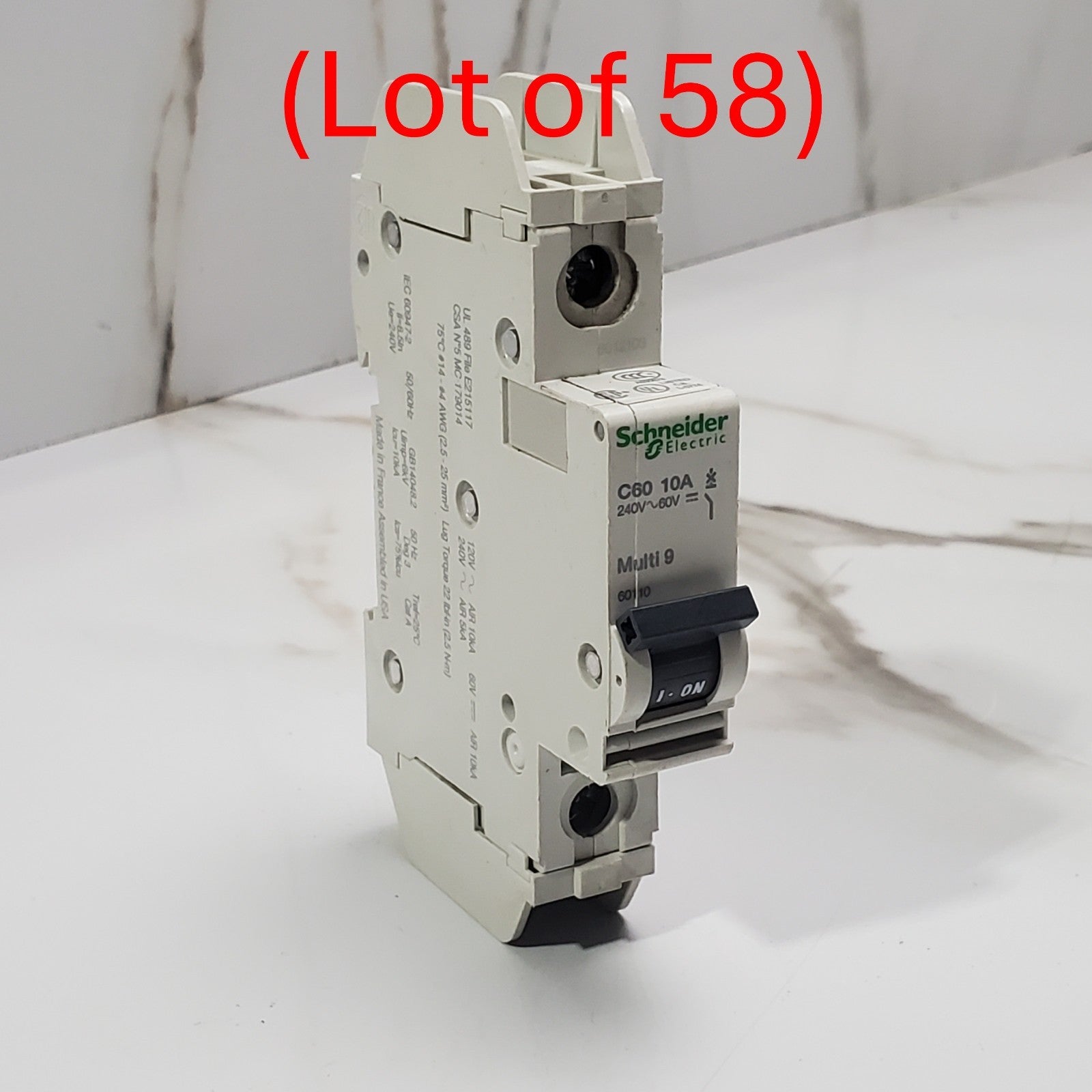 (lot of 58) Schneider Electric 60110 Circuit Breaker Multi 9 C60 10A 240V 1Pole0