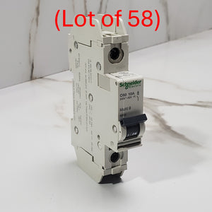 (lot of 58) Schneider Electric 60110 Circuit Breaker Multi 9 C60 10A 240V 1Pole0