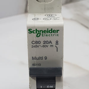 (Lot of 6) SCHNEIDER ELECTRIC C 20A 240V 60V C60 MULTI 9 601131