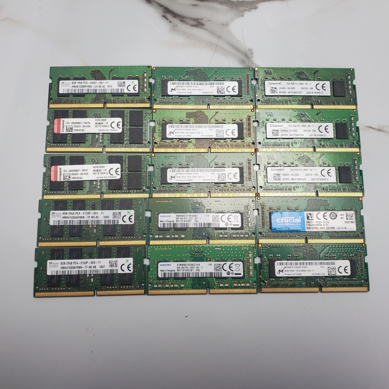 (BULK LOT OF 15) UNITS of 8GB DDR4 Laptop RAM SAMSUNG, HYNIX etc. SODIMM0