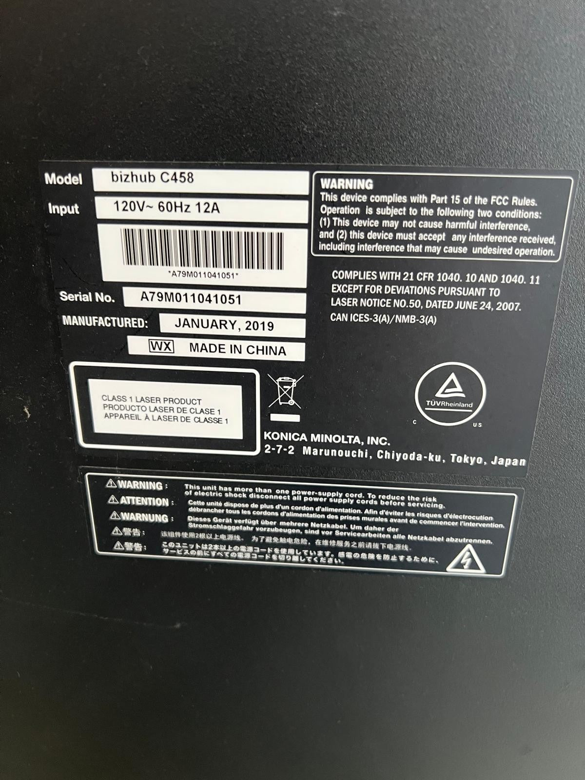 Konica Minolta bizhub C458 Color Copier/Printer/Scanner Low Meter 20K | 20192