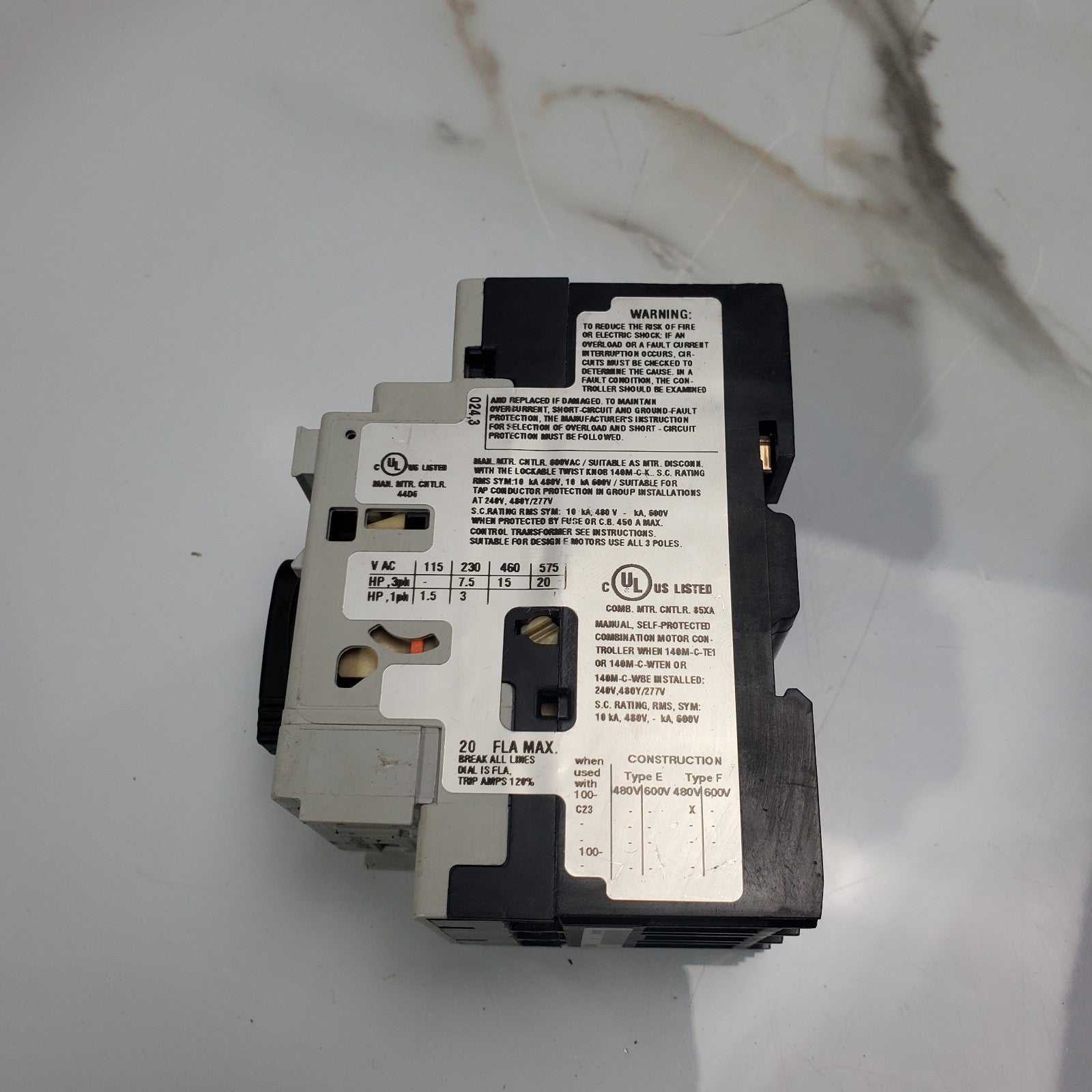 (Lot of 4) Allen Bradley 120MC2EC20 Ser.C Circuit Breaker4