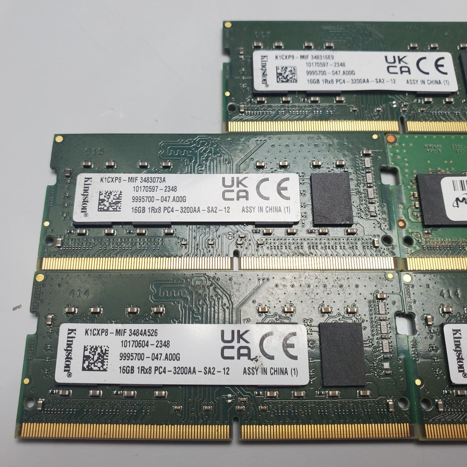 (Lot of 5) Mixed 16GB Ram (DDR4-3200) SODIMM Memory Kingston/Micron2