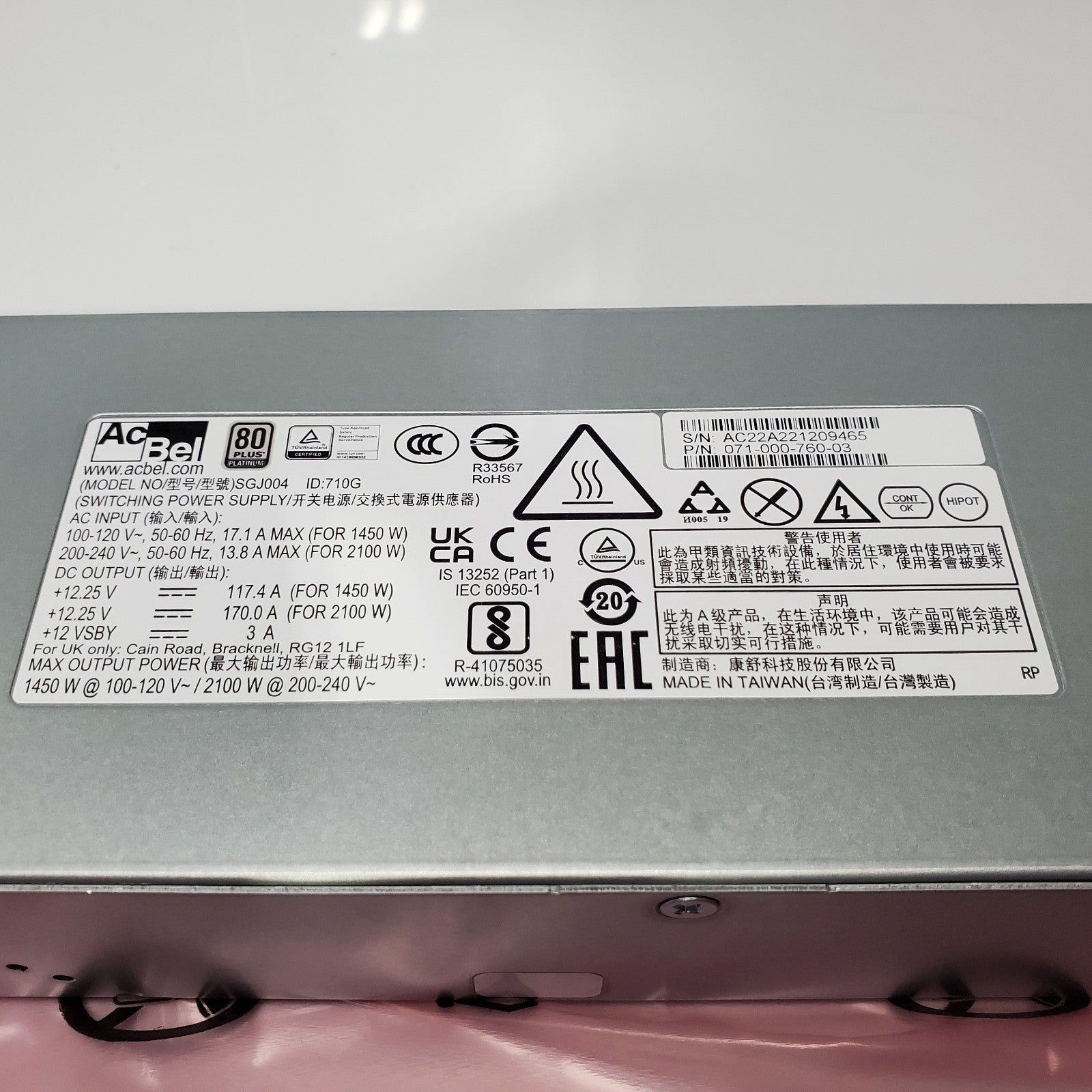 Dell EMC Unity XT 071-000-760-03 2100W PSU Power Supply AcBel SGJ004 New Open3