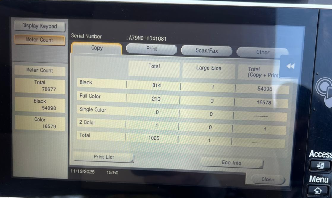 Konica Minolta bizhub C458 Color Copier/Printer/Scanner Low Meter 71K | 20199