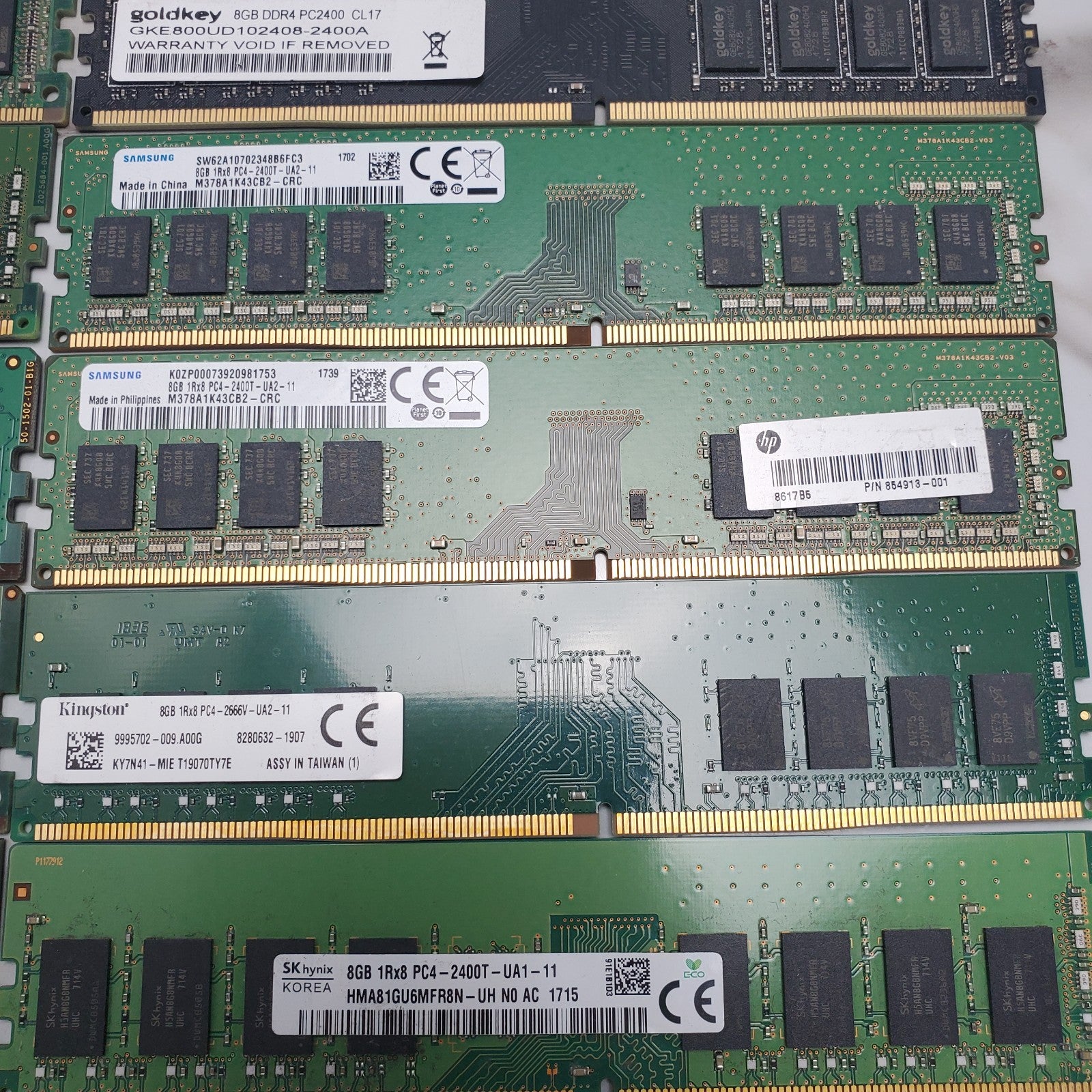 (BULK LOT OF 16) 8GB DDR4 Desktop RAM SAMSUNG, HYNIX etc. Mix Speed/Model5
