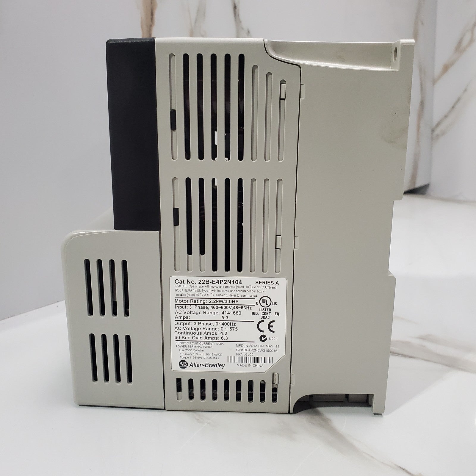 Allen Bradley 22BE4P2N104 Ser A AC Drive, Series A 3.0HP *For Parts*4