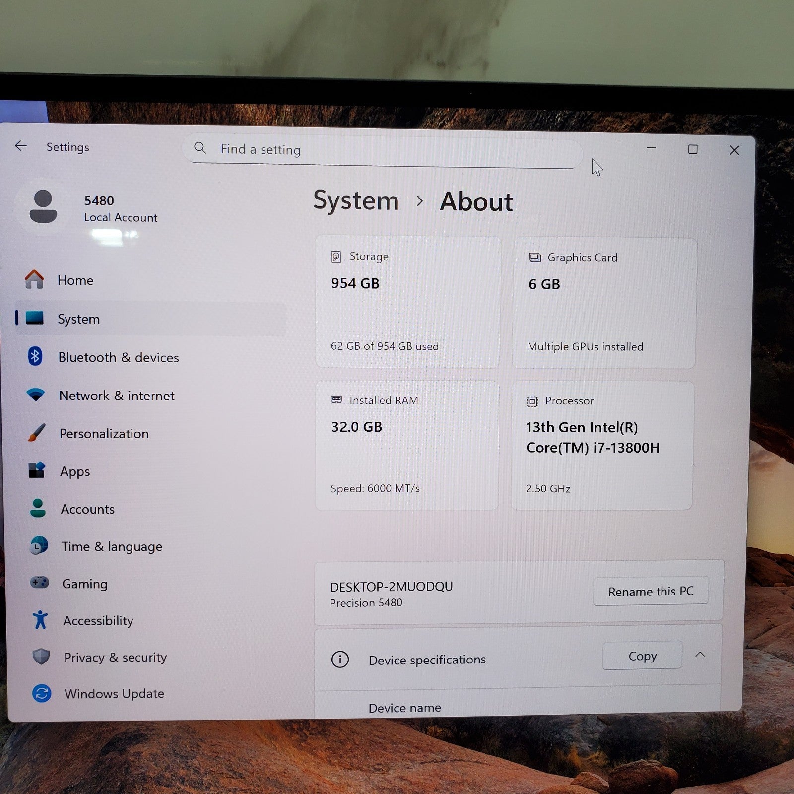 Dell Precision 5480 Laptop 14” i713800H 32GB RAM 1TB SSD Windows 11 RTX A100010