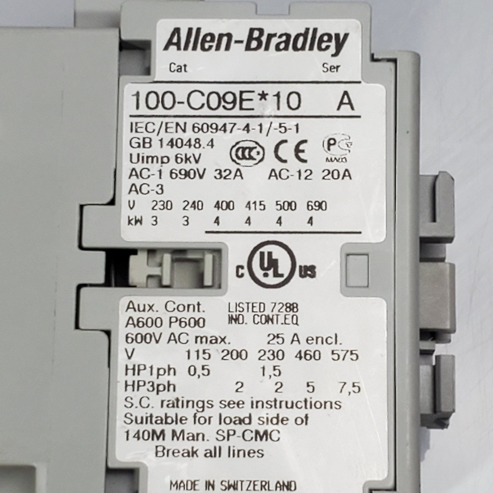 (Lot of 200) ALLEN BRADLEY 24V DC CONTACTOR SER A 100C09E*103