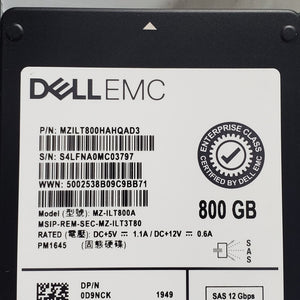 DELL 800GB SAS 12Gbps MIX USE 2.5'' SSD D9NCK 0D9NCK MZILT800A W/ 14th Gen Tray1