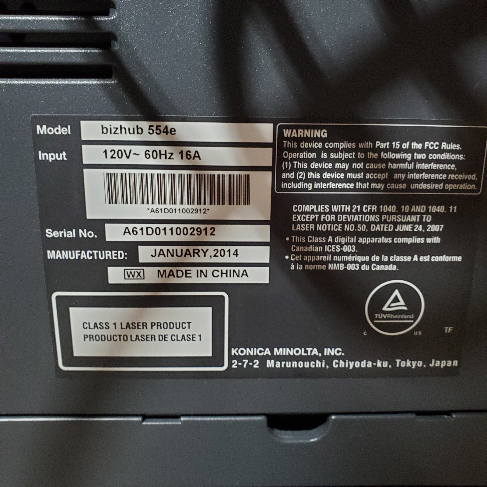 Konica Minolta bizhub 554e Copier Printer Scanner Low 760K Meter8