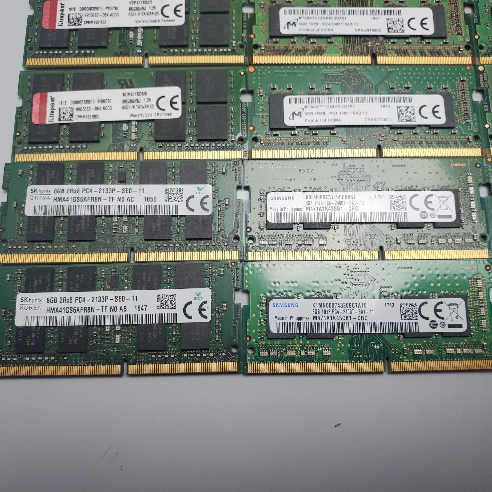 (BULK LOT OF 15) UNITS of 8GB DDR4 Laptop RAM SAMSUNG, HYNIX etc. SODIMM2