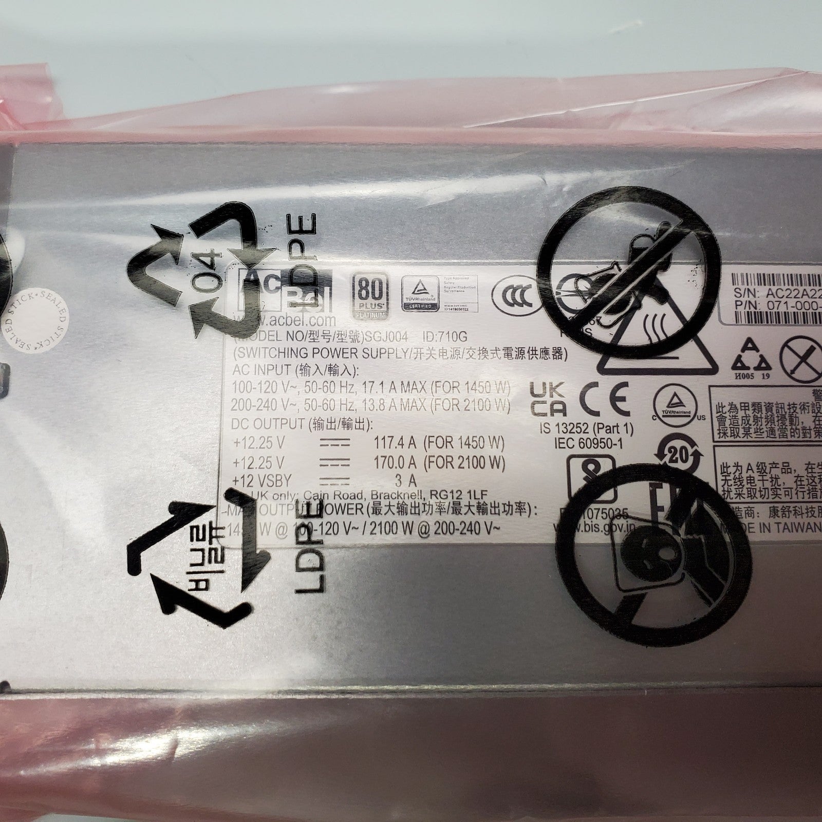 Dell EMC Unity XT 071-000-760-03 2100W PSU Power Supply AcBel SGJ004 New Open1