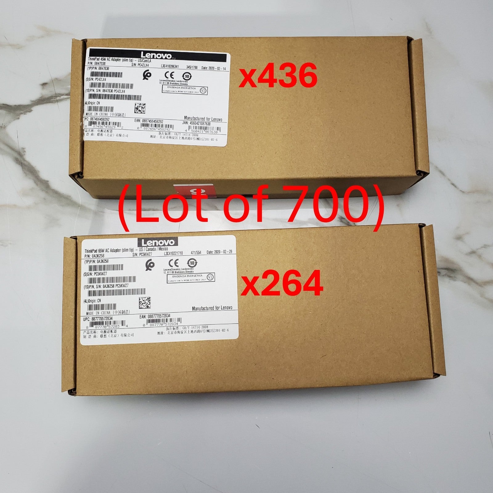 (Lot o 700) x436 Lenovo 00HM616 45W & x264 0A36258 65W Laptop AC Adapter0