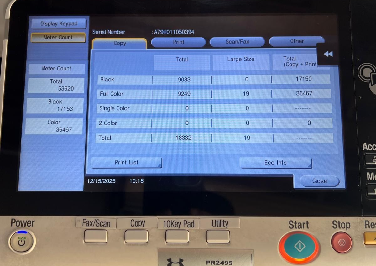 Konica Minolta bizhub C458 Color Copier/Printer/Scanner Low Meter 54K | 20197