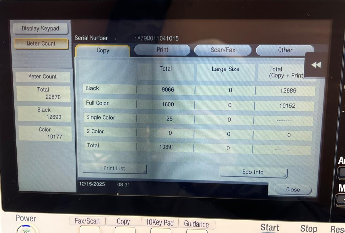 Konica Minolta bizhub C458 Color Copier/Printer/Scanner Low Meter 23K | 20196